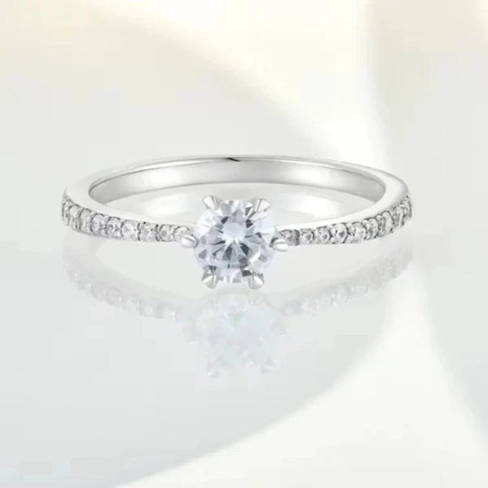 925 Sterling Silver Princess Cut CZ Ring for Women – Elegant Wedding Band